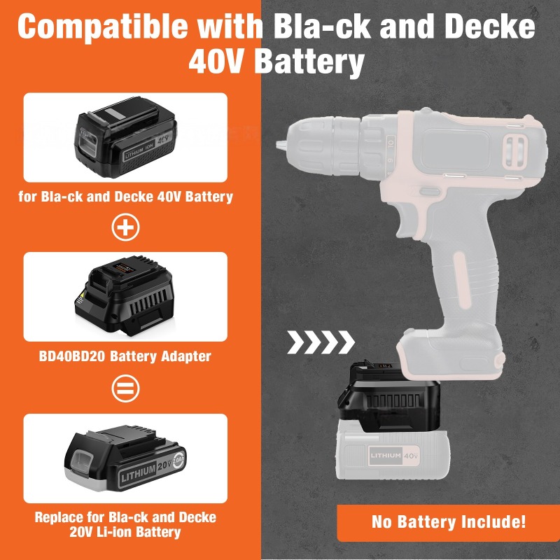 Black+Decker Tool Cordless - Adaptor Baterai Alat HAKSINKY BD40BD20 untuk