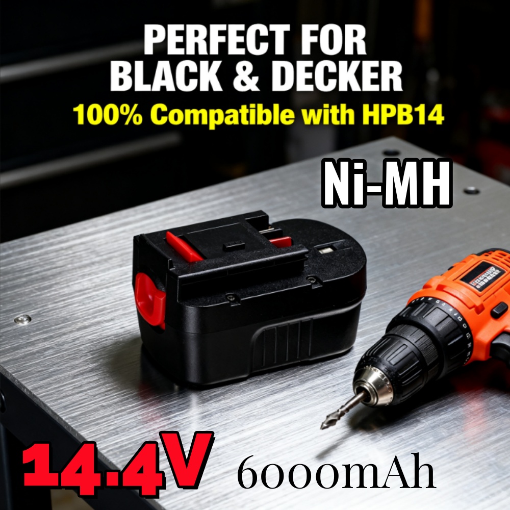 Baterai Ni-MH 14.4V 6000mAh ya - Black+Decker Tool Cordless ulasan dan harga